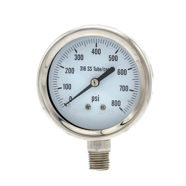 Pic Gauges 2 1/2 in Dial, 1/4 in NPT Male Lower Location, Stainless Steel Case Material PRO-311D-254L - main